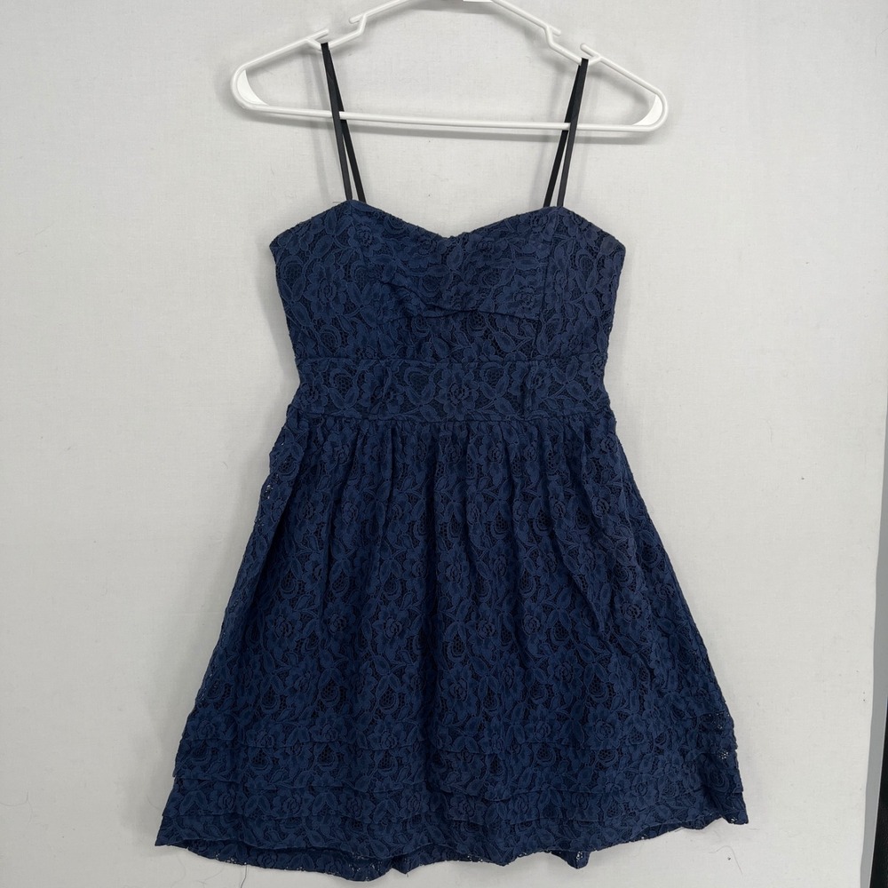 City Triangles Navy Blue Lace Fit and Flare Mini Dress Sweetheart Size 5